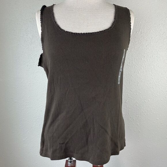 NWT Liz Claiborne Brown Tank Top Size Petite M - Picture 1 of 7